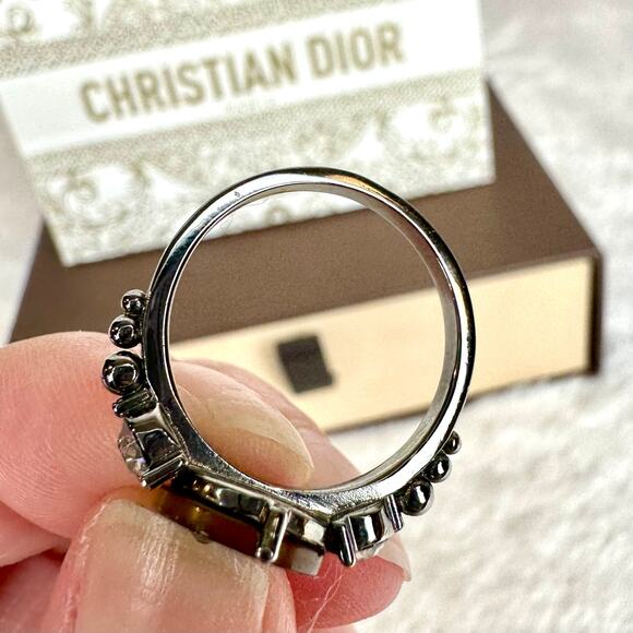 Dior Amber, Rhinestones and Silver Vintage Rare RING Beautiful! U.S.7.5 size - Picture 7 of 11